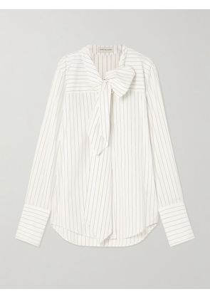 Dries Van Noten - Pinstriped Cotton-poplin Pussy-bow Shirt - White - FR 34,FR 36,FR 38,FR 40,FR 42,FR 44