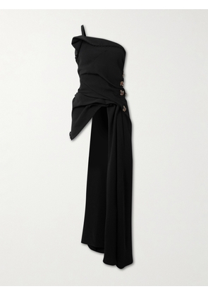 Dries Van Noten - One-shoulder Asymmetric Draped Embellished Crepe Top - Black - FR 34,FR 36,FR 38,FR 40,FR 42