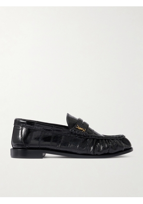 SAINT LAURENT - Le Loafer Crinkled-leather Loafers - Black - EU 36,EU 37,EU 37.5,EU 38,EU 38.5,EU 39,EU 40