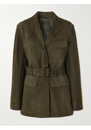 Purdey - Wilton Belted Suede Jacket - Green - small,medium