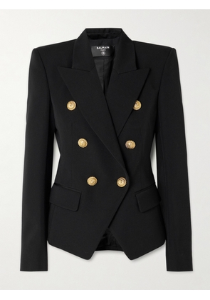 Balmain - Double-breasted Grain De Poudre Wool Blazer - Black - FR 34,FR 36,FR 38,FR 40,FR 42,FR 44