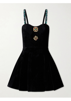 Balmain - Embellished Velvet Mini Dress - Black - FR 34,FR 36,FR 38,FR 40