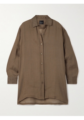 LESET - Niko Oversized Ramie Shirt - Brown - x small,small,medium,large,x large