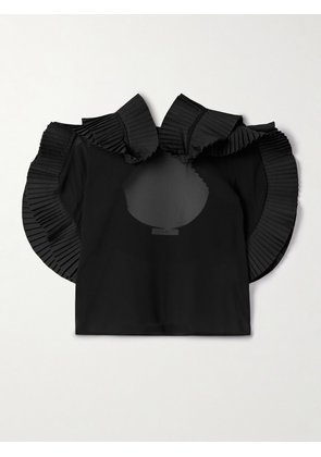 Co - Crepe De Chine And Pleated Poplin Blouse - Black - x small,small,medium,large,x large
