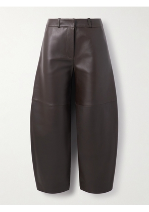Co - Paneled Leather Barrel-leg Pants - Brown - US0,US2,US4,US6,US8,US10,US12