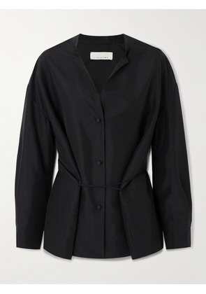 LIBEROWE - Tie-detailed Silk Shirt - Black - x small,small,medium,large,x large