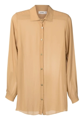 Amir Slama semi-sheer long-sleeve shirt - Brown