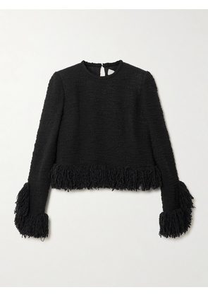 LIBEROWE - Lila Cropped Fringed Wool-blend Bouclé Top - Black - x small,small,medium,large,x large