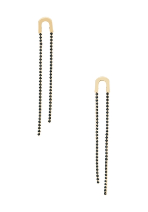 Ettika Double Chain Drop Earrings in Black.