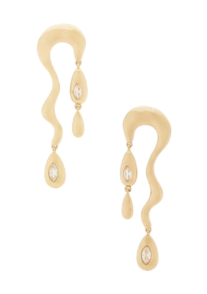 Ettika Liquid Luxe Lustre Drop Earring in Metallic Gold.