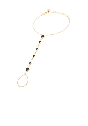 Ettika Dripping Crystal Hand Chain in Metallic Gold.