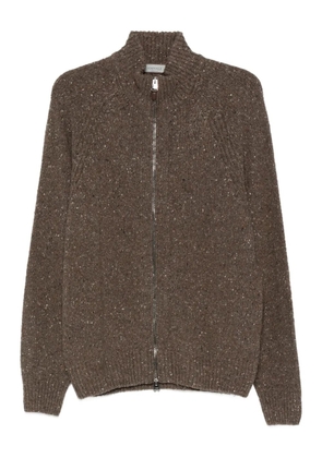 Canali zip-front speckled cardigan - Brown