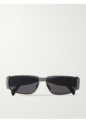 CELINE Eyewear - Triomphe Rectangle-frame Gunmetal-tone Sunglasses - Silver - One size