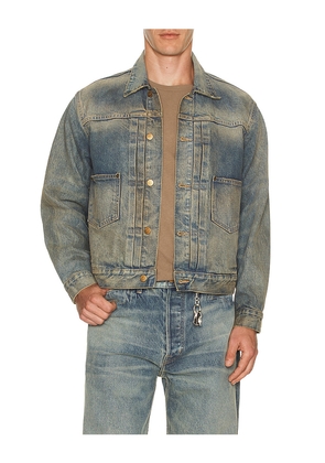 Brain Dead 1 4.75oz Denim Trucker Jacket in Blue. Size M. Also in S, XL/1X.