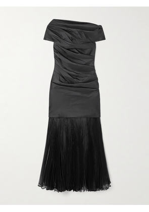 SIMKHAI - Ammalie Draped Taffeta And Pleated Organza Midi Dress - Black - US00,US0,US2,US4,US6,US8,US10,US12