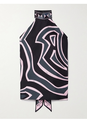 PUCCI - Printed Silk-twill Halterneck Top - Multi - One size