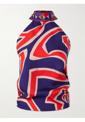 PUCCI - Printed Silk-twill Halterneck Top - Multi - One size