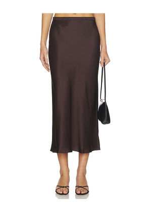 ANINE BING Bar Silk Skirt in Chocolate. Size L. Also in M, S, XL.