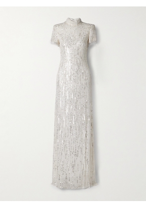 Jenny Packham - Madeleine Embellished Chiffon Gown - Ivory - UK 6,UK 8,UK 10,UK 12,UK 14,UK 16