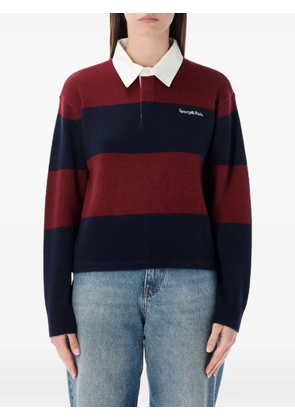 Sporty & Rich logo-embroidered striped-pattern polo top