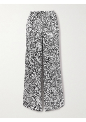 Dries Van Noten - Pleated Printed Silk-satin Wide-leg Pants - Black - FR 34,FR 36,FR 38,FR 40,FR 42,FR 44