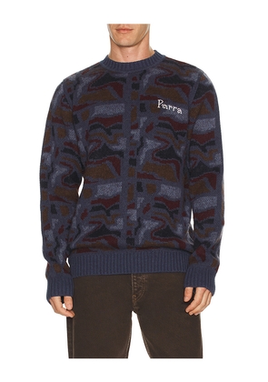By Parra Repeat FTP Booster Knitted Pullover in Blue. Size L. Also in M, S.