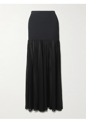 Hunza G - Hybrid Original Crinkle™ And Georgette Maxi Skirt - Black - One size