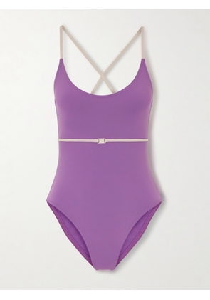 Eres - Lilas Sharon Belted Two-tone Swimsuit - Purple - FR 36,FR 38,FR 40,FR 42,FR 44