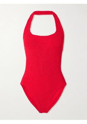 Hunza G - Sandy Original Crinkle™ Halterneck Swimsuit - Red - One size