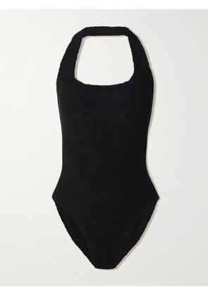 Hunza G - Sandy Original Crinkle™ Halterneck Swimsuit - Black - One size