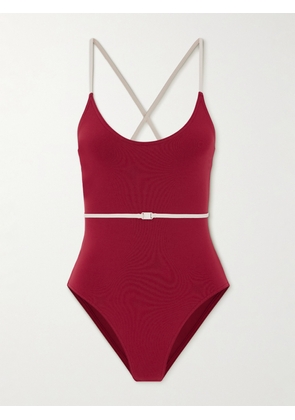 Eres - Reinette Sharon Belted Two-tone Swimsuit - Red - FR 36,FR 38,FR 40,FR 42,FR 44