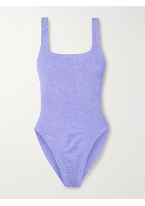 Hunza G - Coverage Square Neck Original Crinkle™ Swimsuit - Purple - One size