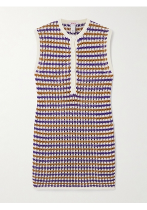 Eres - Striped Crocheted Cotton-blend Mini Dress - Purple - FR 36,FR 38,FR 40,FR 42