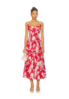 Cara Cara Santiago Midi Dress in Red. Size 0. Also in 00, 10, 12, 2, 4, 6.