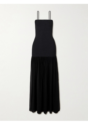 Hunza G - Hybrid Original Crinkle™ And Georgette Maxi Dress - Black - One size