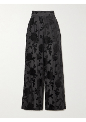 Loretta Caponi - Cipro Devoré-velvet Straight-leg Pants - Black - x small,small,medium,large,x large