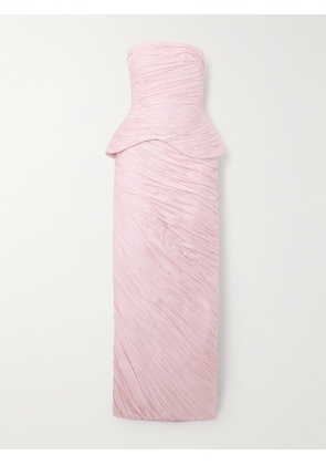Marmar Halim - Strapless Gathered Plissé-taffeta Gown - Pink - EU 36,EU 38,EU 40,EU 42,EU 44,EU 46