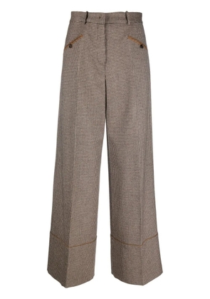 Bally dogtooth-pattern wide-leg tailored trousers - Brown