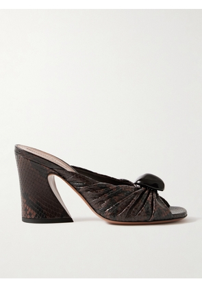 Zimmermann - Gleam Embellished Gathered Snake-effect Leather Mules - Brown - FR36,FR37,FR38,FR39,FR40,FR41