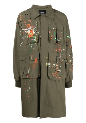 Mostly Heard Rarely Seen paint-embroidered backpack coat - Green