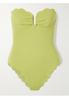 Marysia - Lisbon Strapless Cutout Seersucker Underwired Swimsuit - Green - x small,small,medium,large
