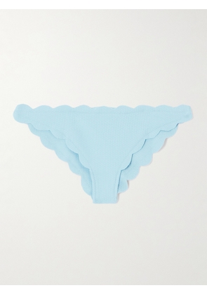 Marysia - Antibes Scalloped Seersucker Bikini Briefs - Blue - x small,small,medium,large