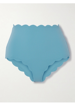 Marysia - Santa Monica Scalloped Seersucker Bikini Brief - Blue - x small,small,medium,large