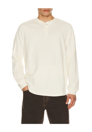 Barefoot Dreams Waffle Thermal Henley in Cream. Size L. Also in M, S, XL/1X.