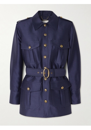Zimmermann - Belted Wool And Silk-blend Jacket - Blue - 00,0,1,2,3