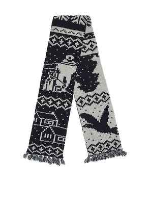 Beams Plus Muffler Jacquard Nordic Pattern Scarf in Black.