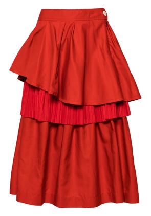 Shanshan Ruan tulle-overlay ruffled skirt - Red