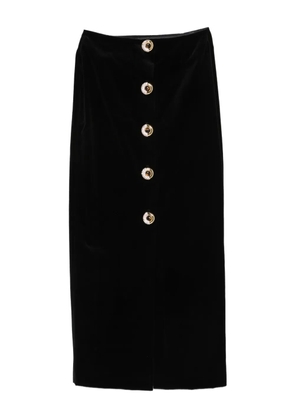 Blazé Milano button-up velvet midi skirt - Black