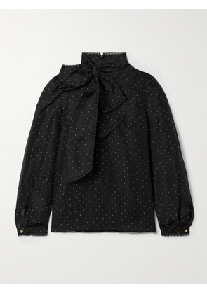 Zimmermann - Pussy-bow Lace-trimmed Polka-dot Linen And Silk-blend Organza Blouse - Black - 00,1,2,3,4