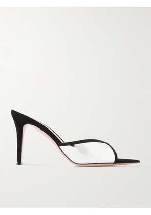 Gianvito Rossi - 85 Suede-trimmed Mirrored-leather Mules - Black - IT36,IT36.5,IT37,IT37.5,IT38,IT38.5,IT39,IT39.5,IT40,IT40.5,IT41,IT41.5,IT42